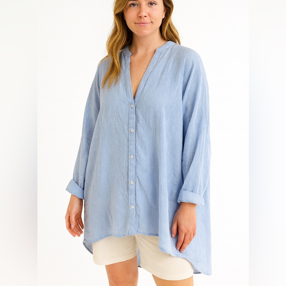 Zara Sky Blue Striped Shirt